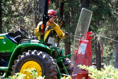 Northeast Entrance fuels project - pulling logs