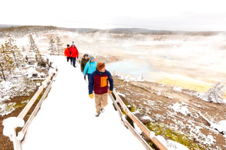 Group overlooking Porcelain Basin in the winter photo