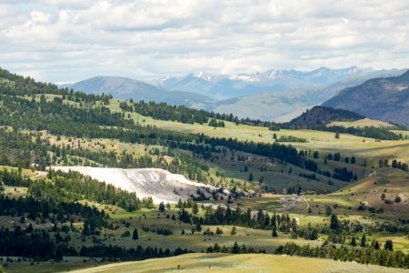 Mammoth Hot Springs as seen from the east flank of Bunsen Peak