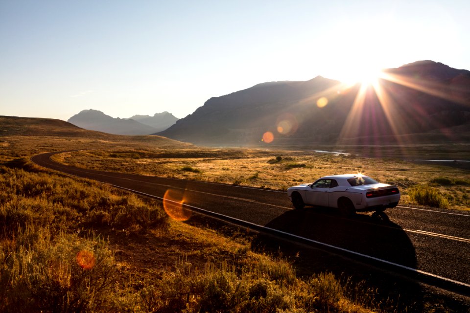 Sunrise drive in Lamar Valley