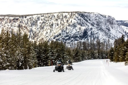 Snowmobilers and National Park Mountain photo