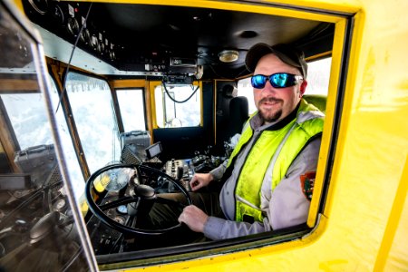 Brian B.  (Engineering Equipment Operator) inside the rotary blower