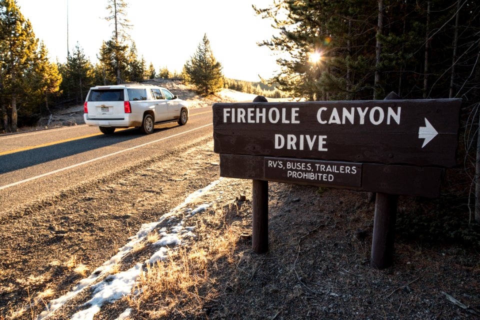 Firehole Canyon Drive sign