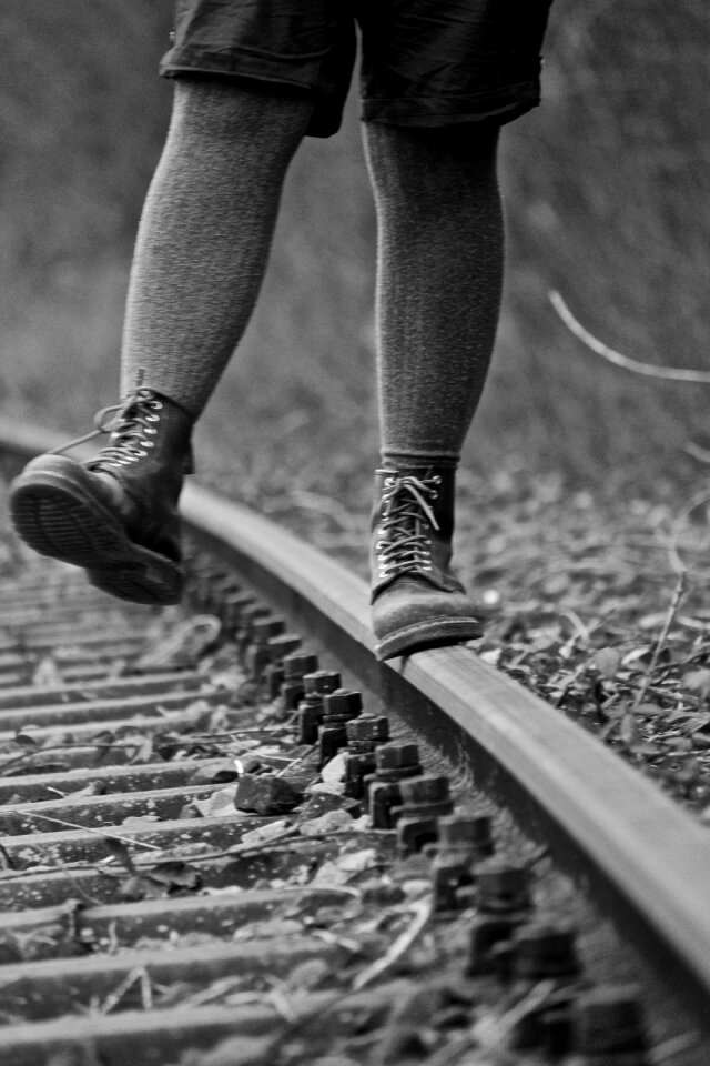 Boots railway rails nature