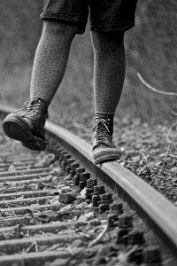 Boots railway rails nature