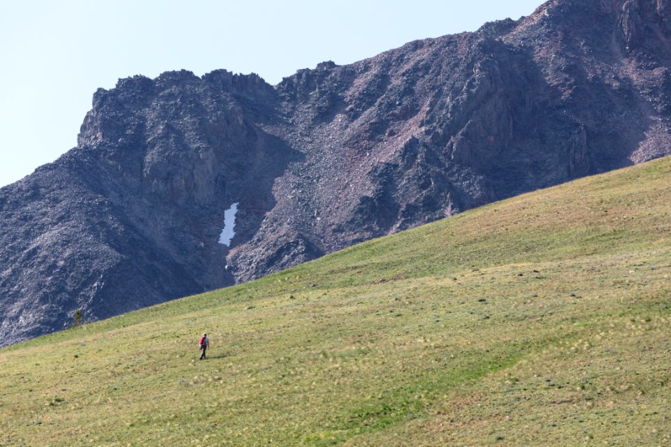 Hikers ascending the north side of Electric Peak (2)