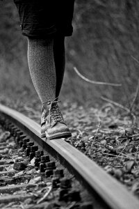 Boots railway rails nature