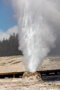 Beehive Geyser cone and eruption photo