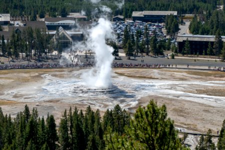 Old Faithful Geyser from Observation Point photo