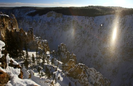 Sun light reflecting off ice crystals in the Grand Canyon of the Yellowstone photo