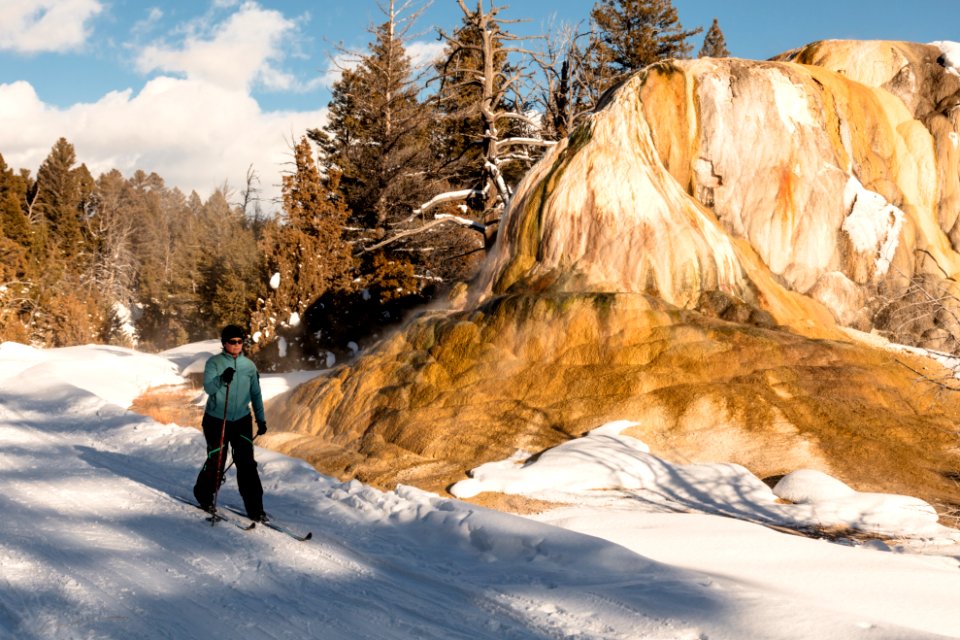 Skier near Orange Spring Mound photo
