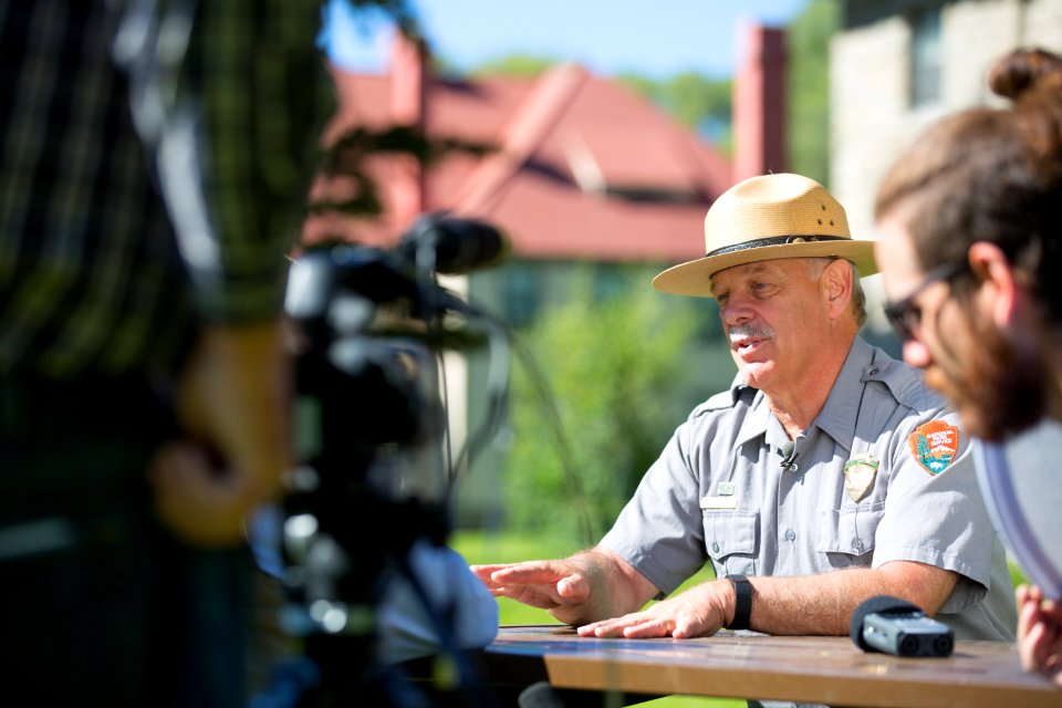 Superintendent Dan Wenk interviewed at Mammoth Hot Springs