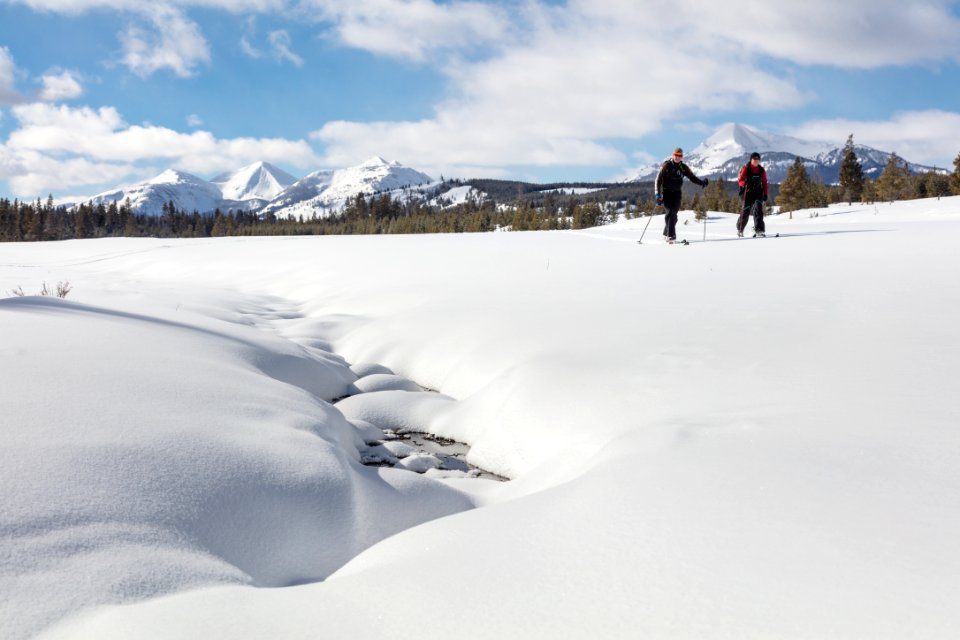 Skiers break trail in Gardners Hole