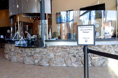 Plexiglass barriers installed at Old Faithful Visitor Education Center photo