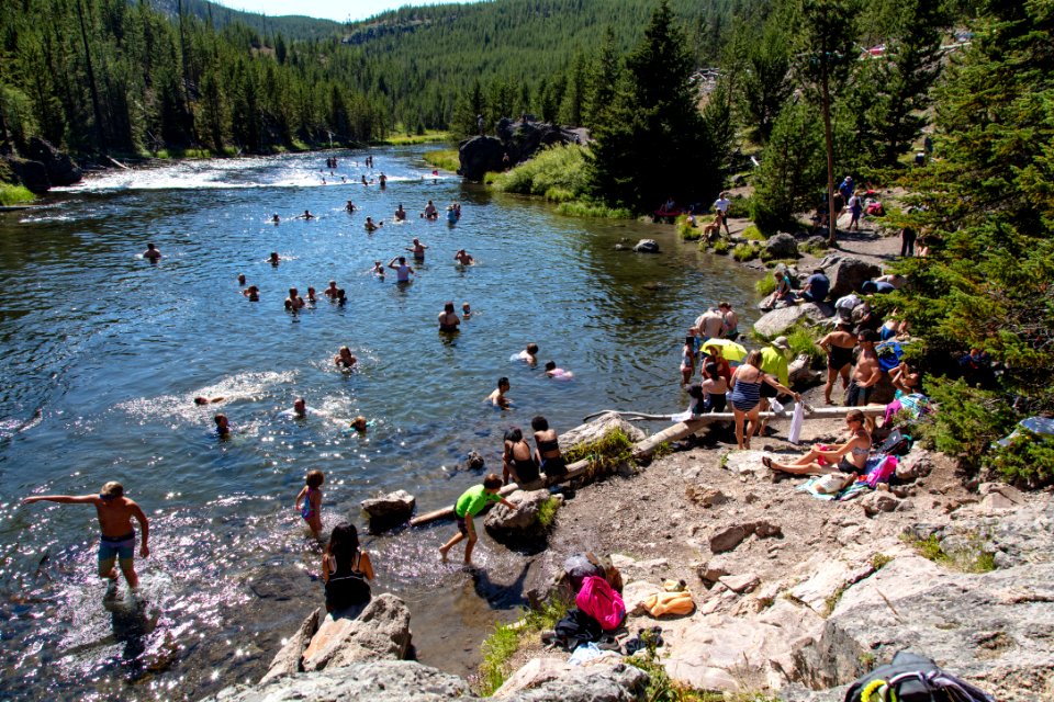 People enjoying Firehole Swimming Area (2)