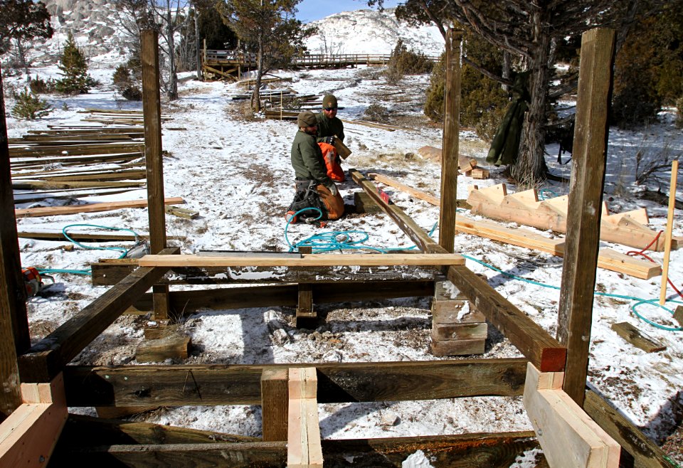 Crew building boardwalk to Jupiter Terrace