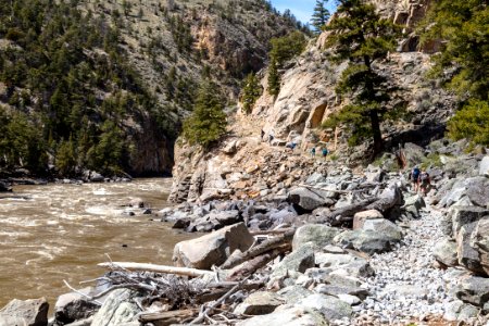 Hikers along the Yellowstone RIver Trail in the Black Canyon of the Yellowstone