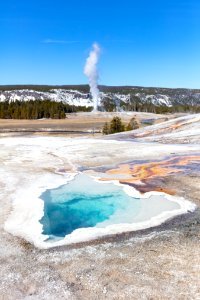 Heart Spring with a Castle Geyser eruption (portrait)