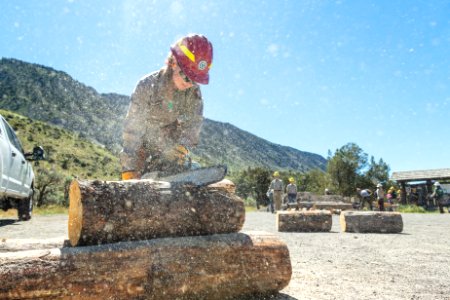 2018 YCC crews building bumper logs at Boiling River parking lot (3) photo