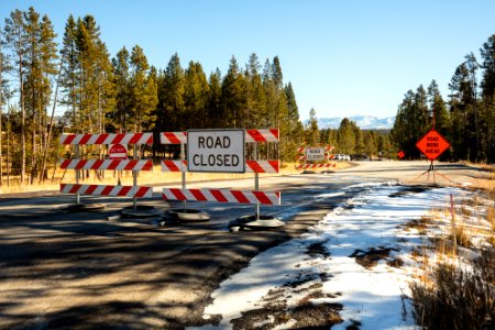 Road closure at Fishing Bridge Junction photo