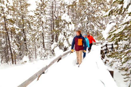 Exploring the snowy boardwalks at Norris Geyser Basin (3)