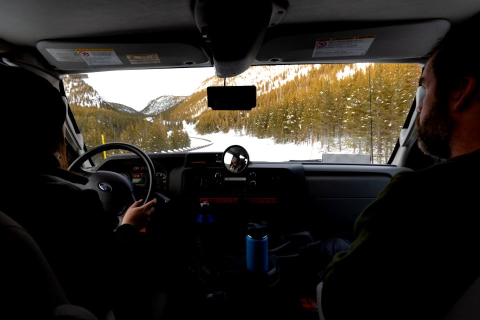 Views from the snowcoach ride back to Mammoth Hotel