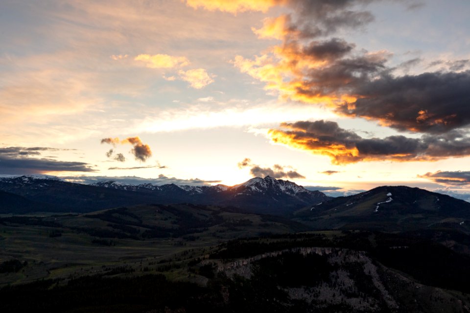 Sunset behind Electric Peak from Bunsen Peak