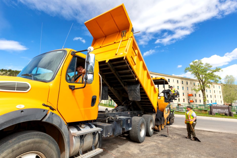Special projects crew repair the road surface at the Mammoth three-way intersection (3)