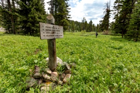 Backpacker at the Coyote Creek Poacher Trail junction
