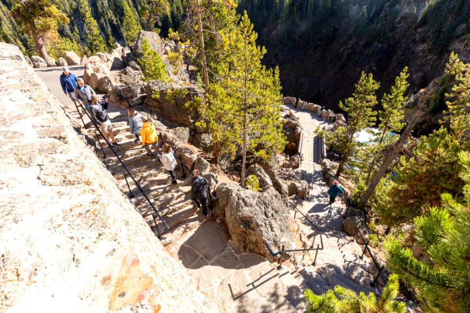 Brink of the Upper Falls project: stairs  to the brink platform