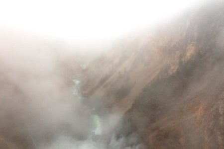 Grand Canyon of the Yellowstone filled with morning fog