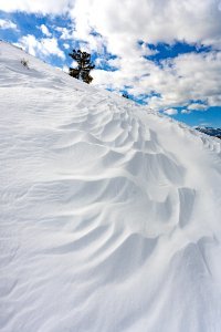 Wind patterns in the snow along the Rescue Creek Trail photo