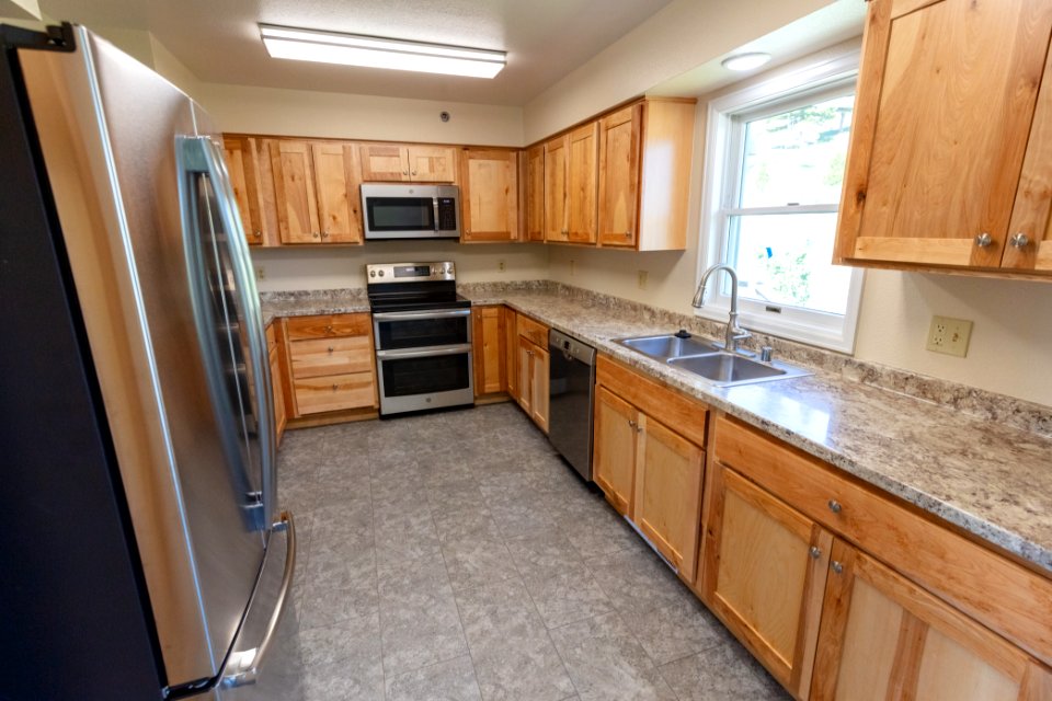 Updated kitchen of non-historic employee housing