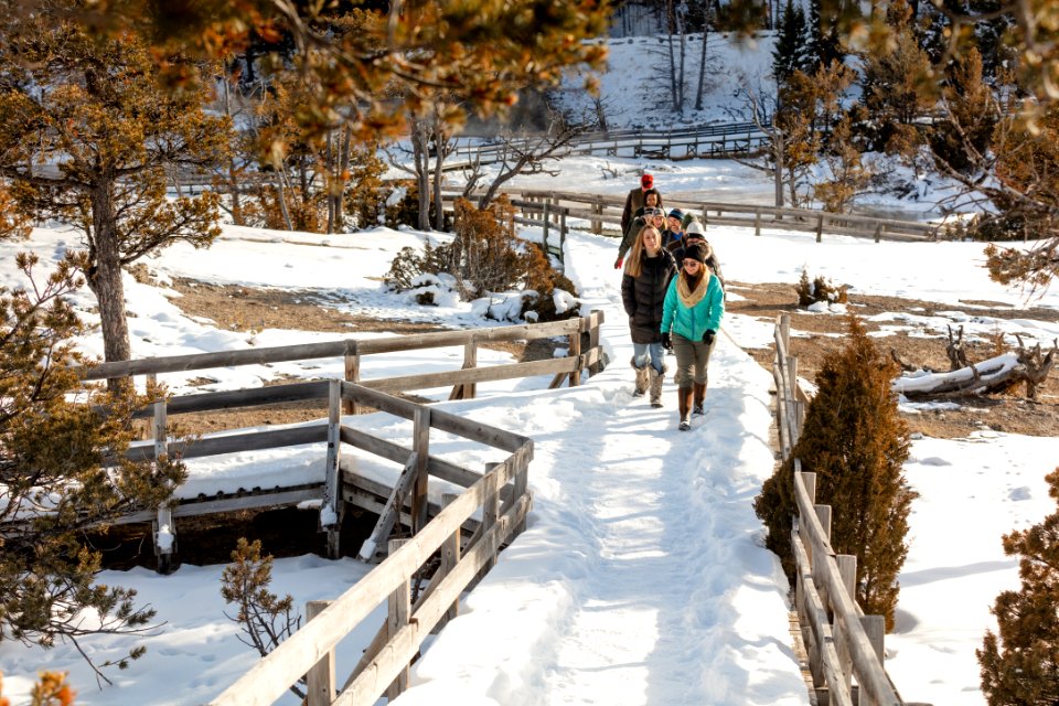 Exploring the boardwalks near Grassy Spring during winter