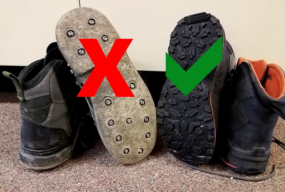 Felt sole boots (left) & rubber sole boots