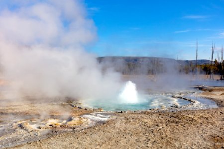 Spouter Geyser eruption in Black Sand Basin