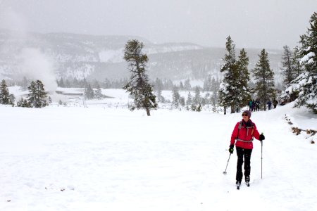 Skiers on trail to Fairy Falls photo