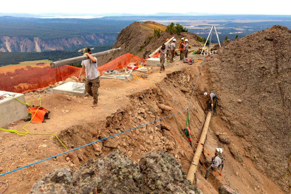 Trail crew Mt. Washburn Trail crib wall project (5)