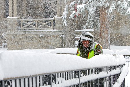 Shoveling snow at Mammoth photo