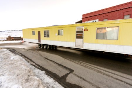 Outdated employee housing trailer leaving Yellowstone at the North Entrance (3) photo
