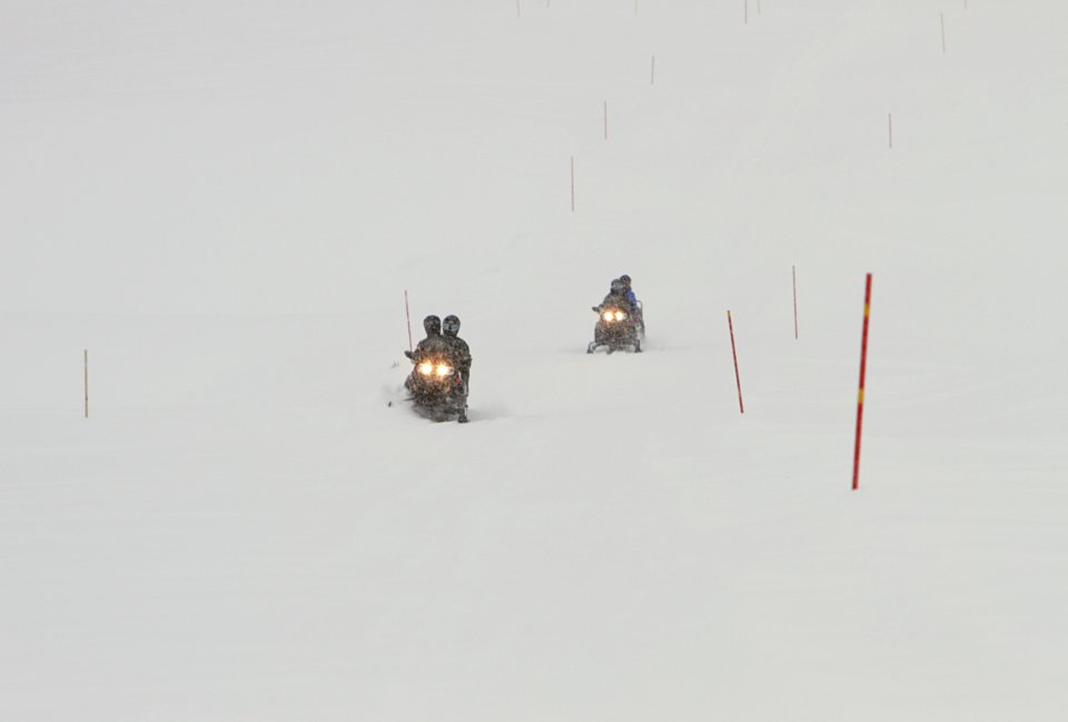 Snowmobilers in Hayden Valley