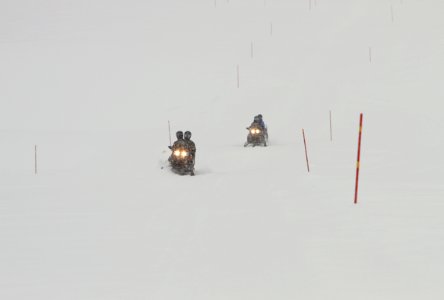 Snowmobilers in Hayden Valley