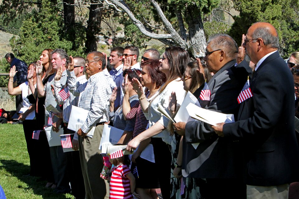 Naturalization ceremony in Mammoth Hot Springs