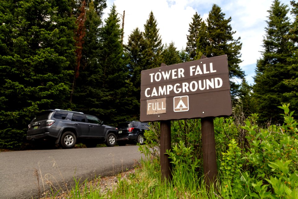 Tower Fall Campground sign