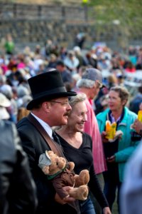 Joe Wiegand as Theodore Roosevelt works the crowd