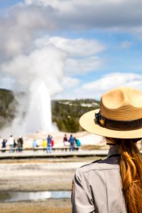 Ranger Enjoying Old Faithful