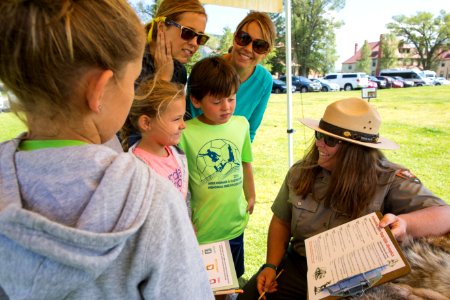 Signing up for the Wildlife Olympics in Mammoth Hot Springs