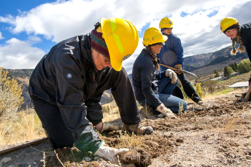 Volunteer crews working on Public Lands Day in Yellowstone