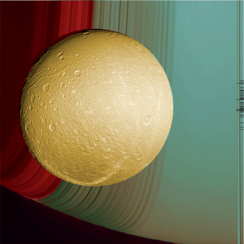 Dione with Saturn in Background