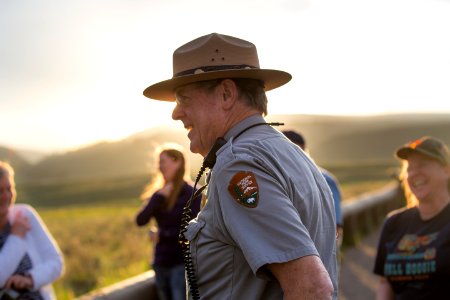 Ranger at sunset, Lamar Valley